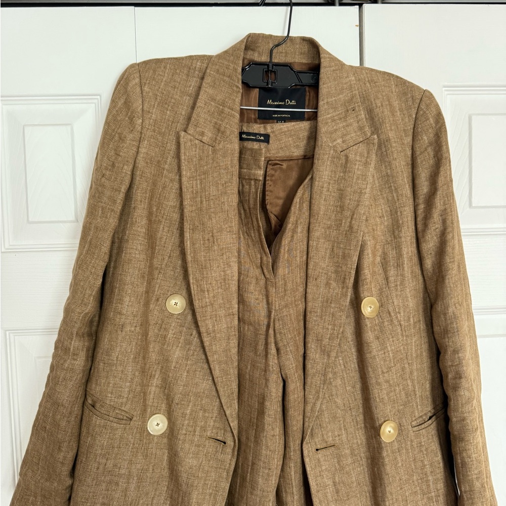 Massimo Dutti Tan Linen Blazer
